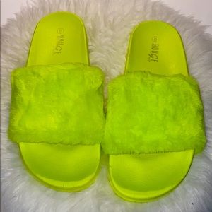 Lime green flip-flops